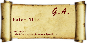 Geier Aliz névjegykártya